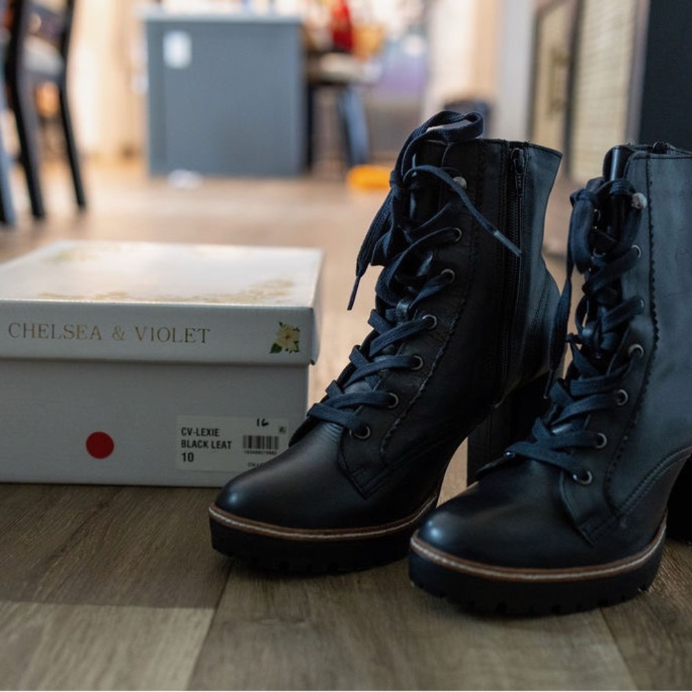 Chelsea & Violet Dark Lace-Up Boots